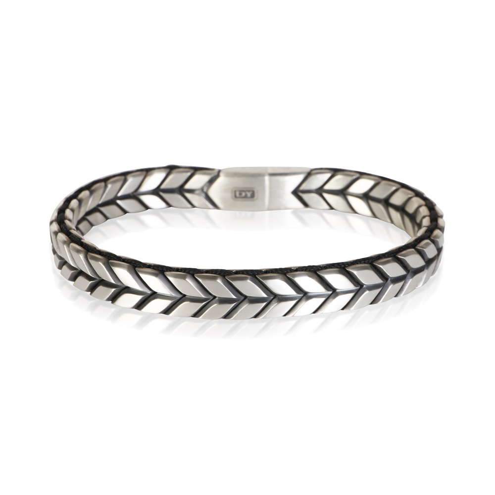 David Yurman Sterling Silver Woven Chevron Link Bracelet
